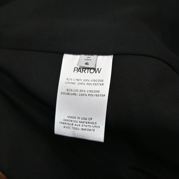 Partow Knee Length Pleated Skirt Size 6 Black Linen Blend - Picture 6 of 7